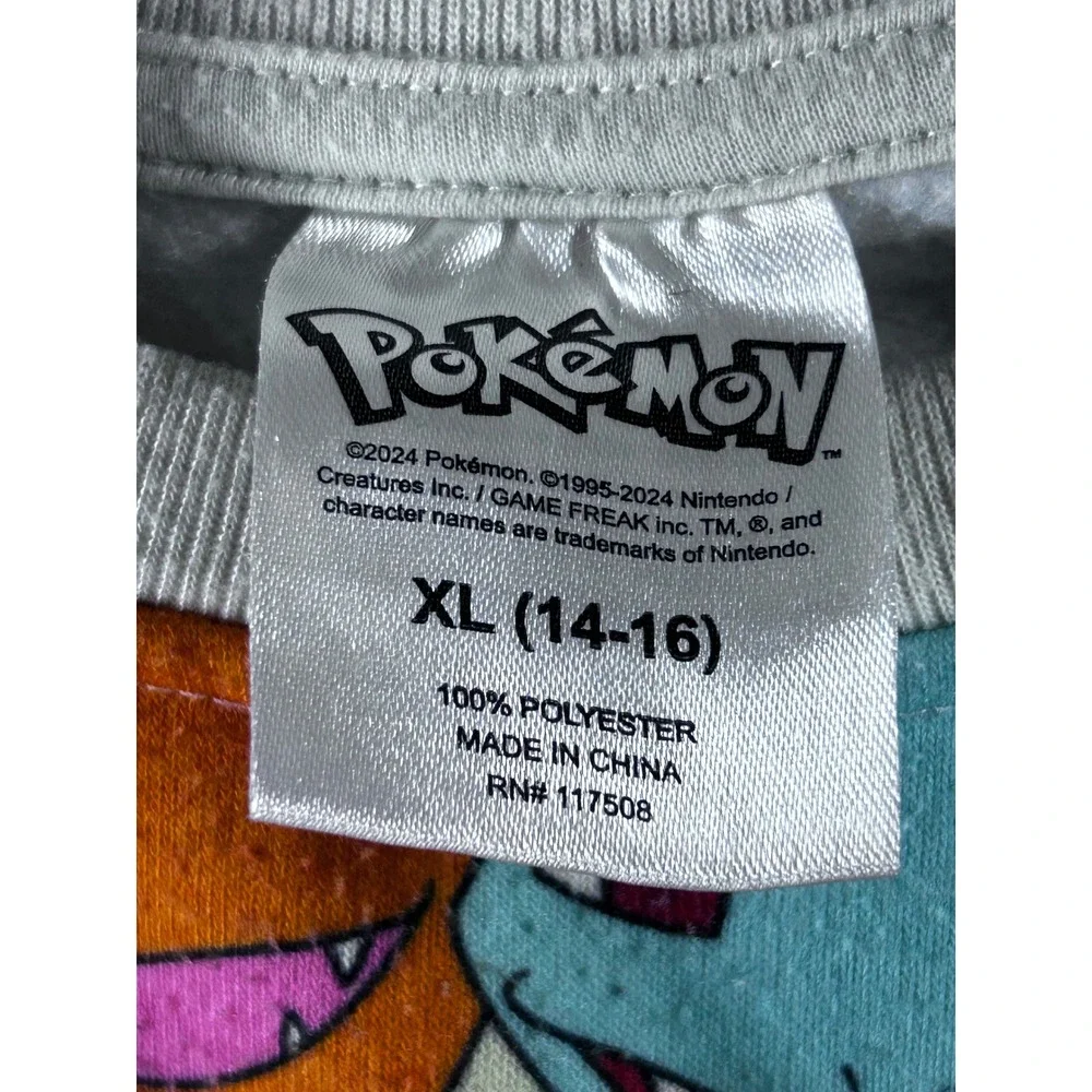Pokemon‎ All Over Print Sweatshirt Youth XL 14-16 Pikachu Bulbasaur Charmander
